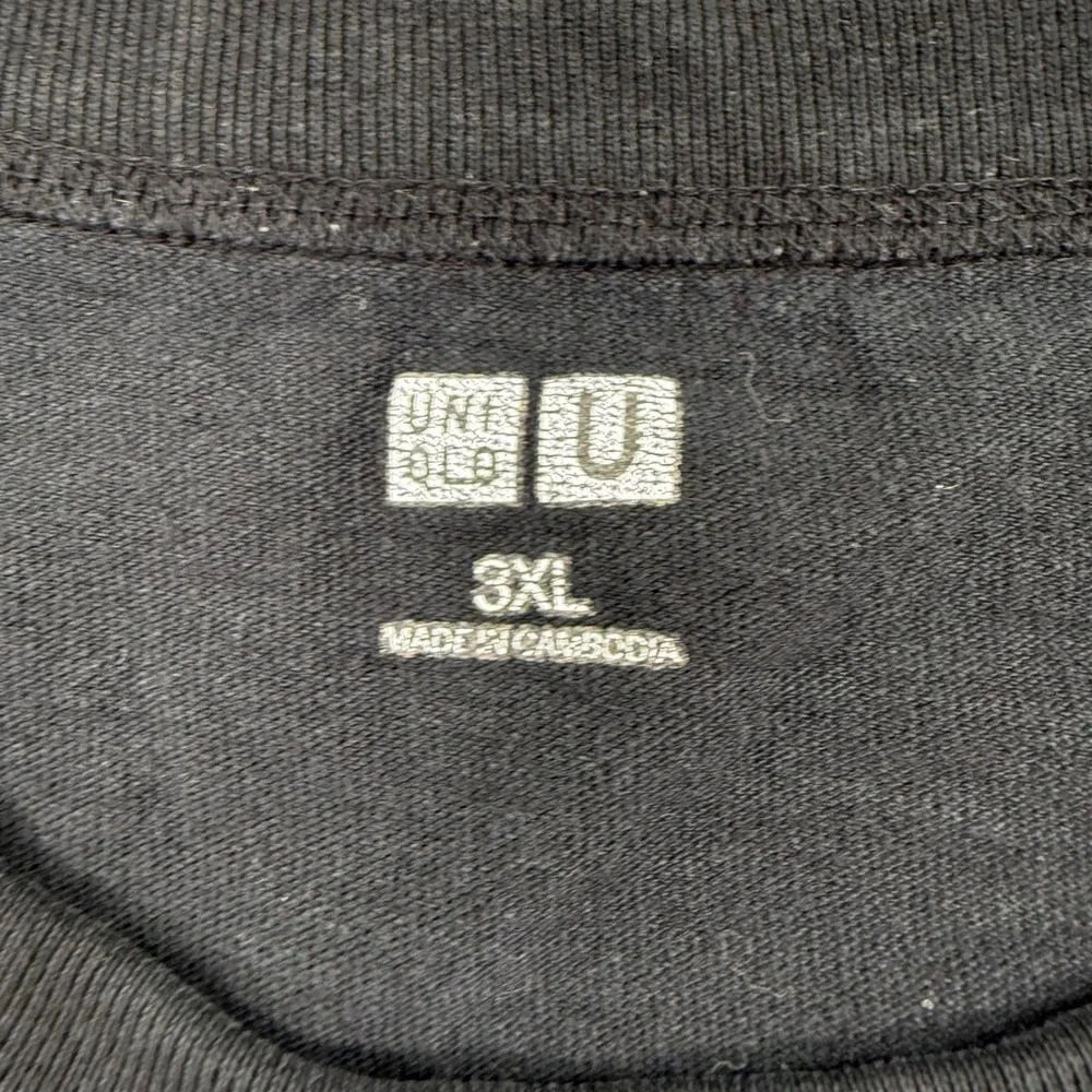 Uniqlo U T-Shirt 3XL Black Crew Neck‎ Short Sleeve Cotton Mens 341-433028